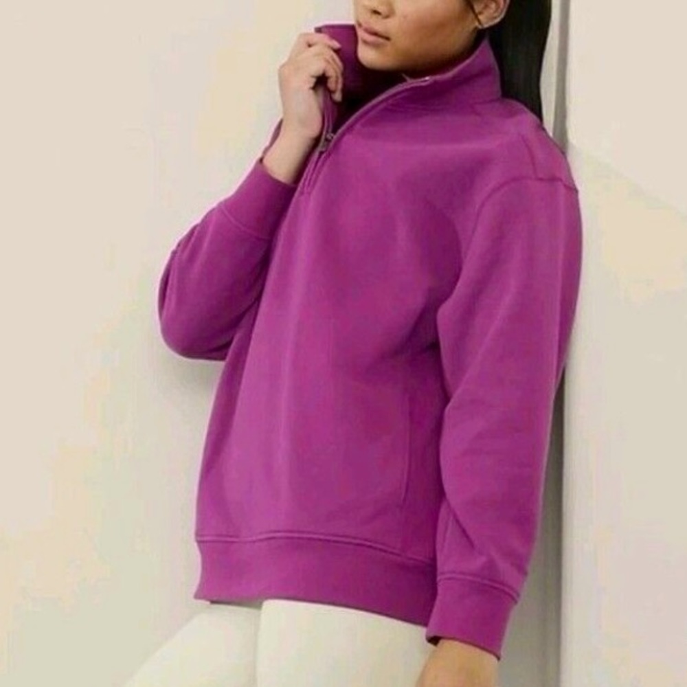 Athleta Purple Half-Zip Pullover Sweatshirt